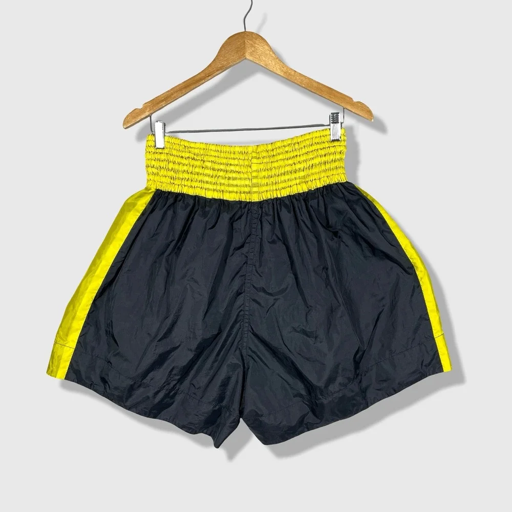Unbranded Muay Thai Shorts Mens L Black Yellow Thai Boxing Trunks Athleisure